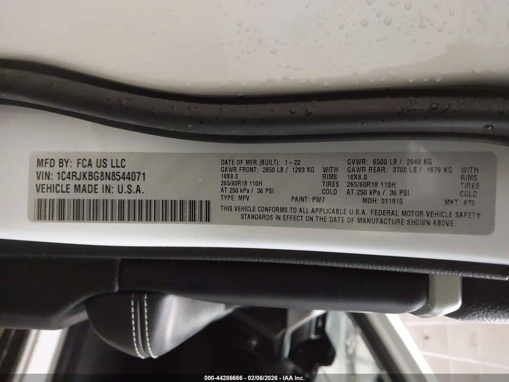 1C4RJKBG8N8544071 2022 JEEP GRAND CHEROKEE L photo no. 9