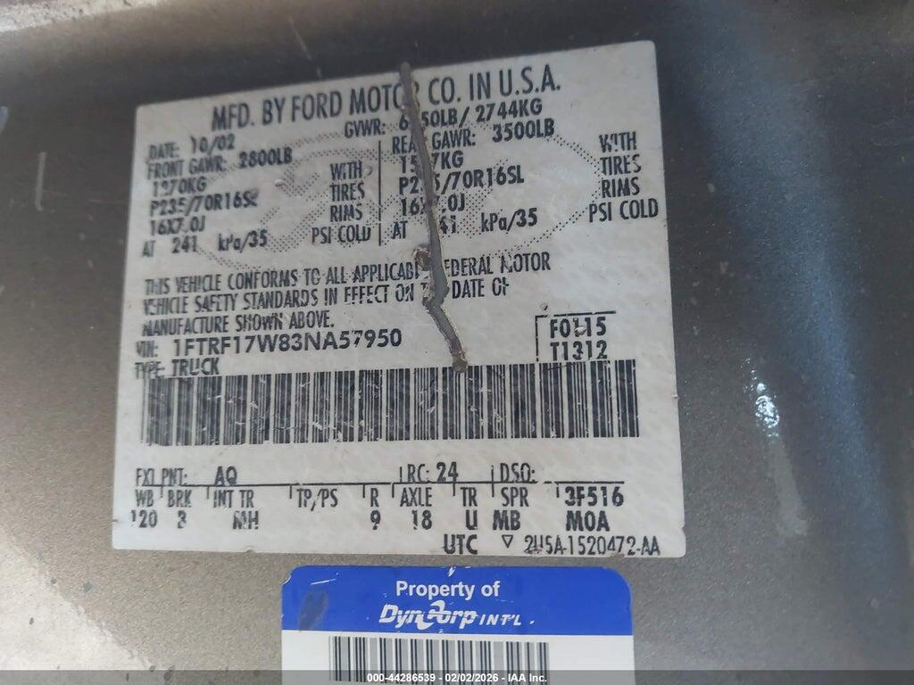 1FTRF17W83NA57950 2003 FORD F-150 photo no. 9