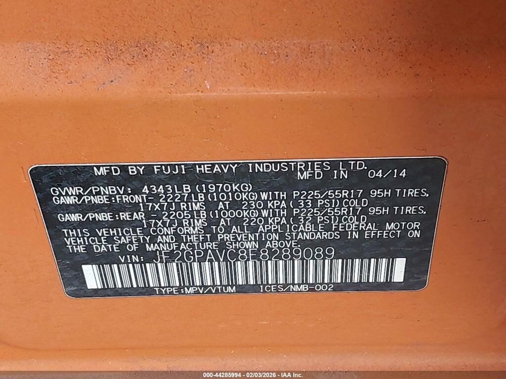 JF2GPAVC8E8289089 2014 SUBARU XV CROSSTREK photo no. 9
