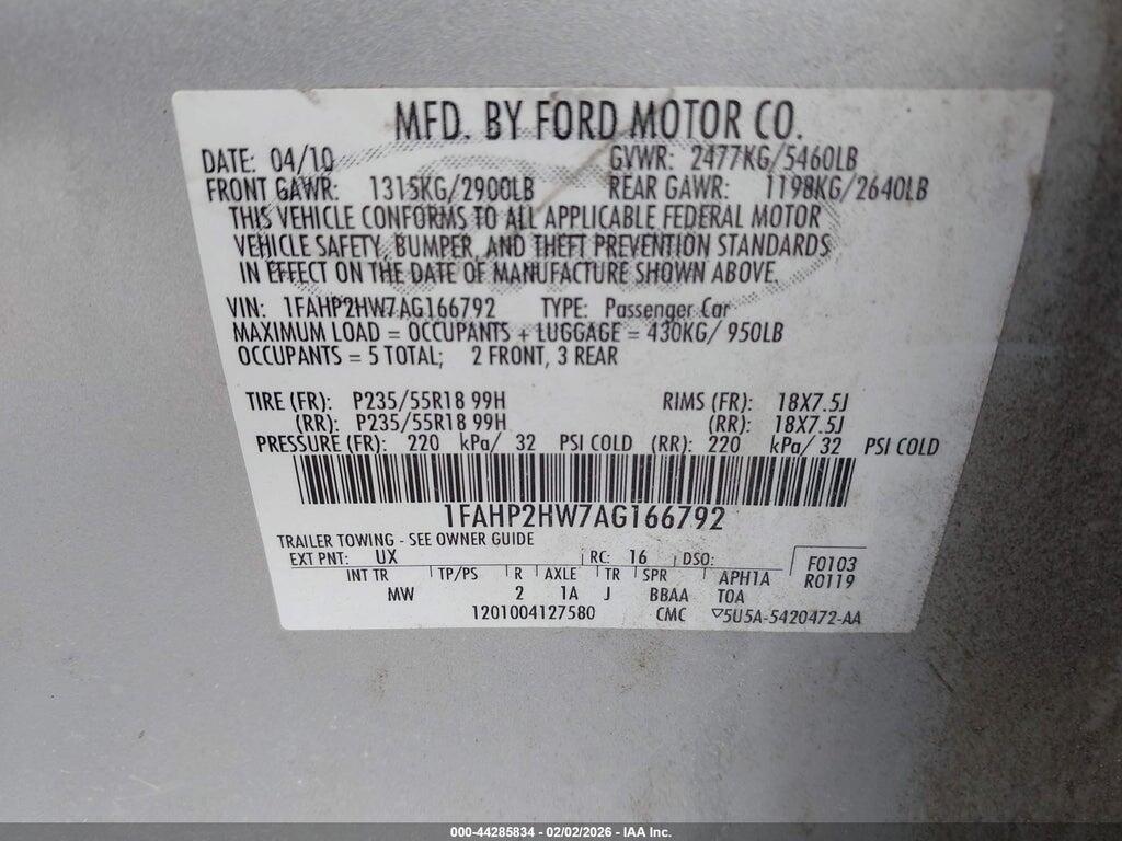 1FAHP2HW7AG166792 2010 FORD TAURUS photo no. 9