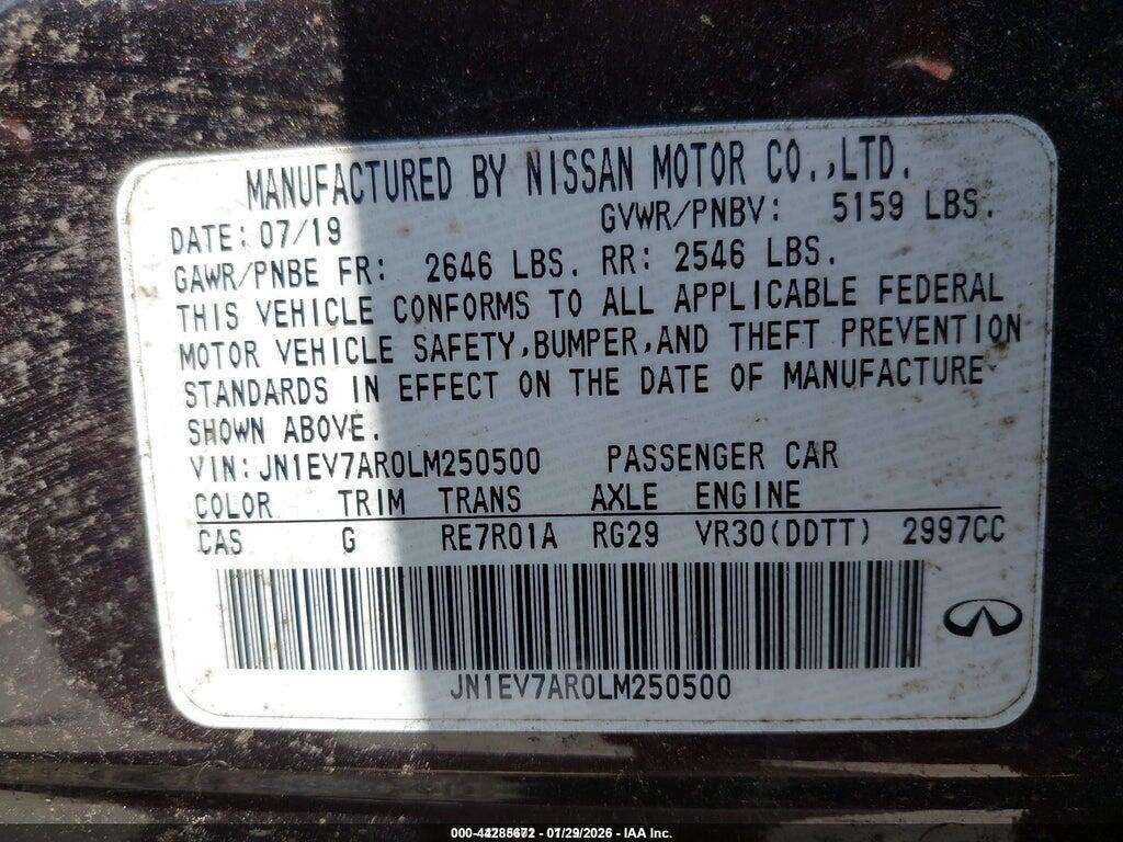 JN1EV7AR0LM250500 2020 INFINITI Q50 photo no. 9