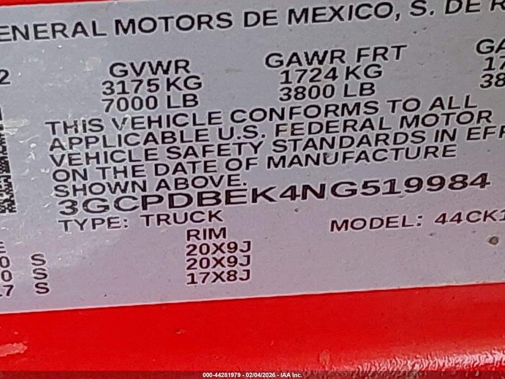 3GCPDBEK4NG519984 2022 CHEVROLET SILVERADO 1500 photo no. 9