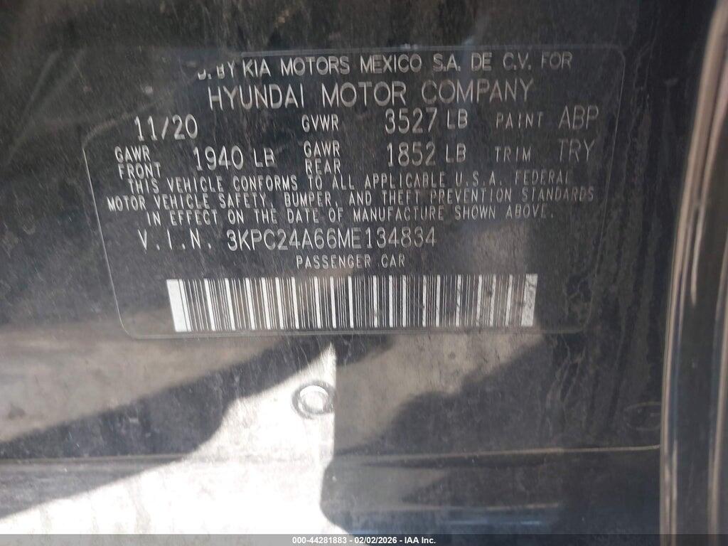 3KPC24A66ME134834 2021 HYUNDAI ACCENT photo no. 9