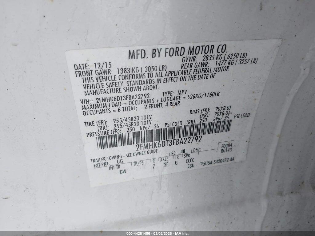 2FMHK6DT3FBA22792 2015 FORD FLEX photo no. 9