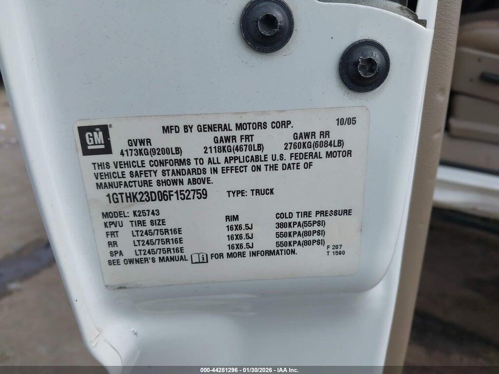 1GTHK23D06F152759 2006 GMC SIERRA 2500HD photo no. 9