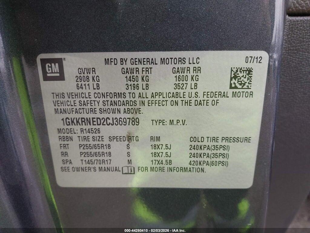 1GKKRNED2CJ369789 2012 GMC ACADIA photo no. 9