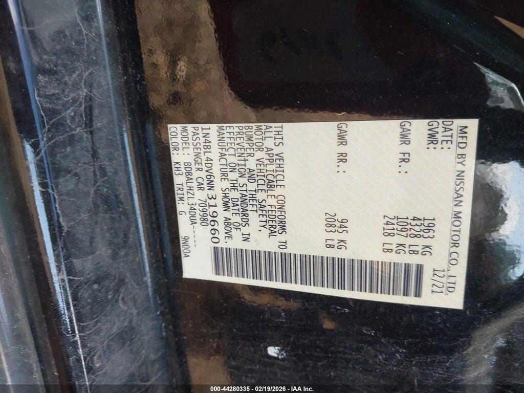 1N4BL4DV6NN319660 2022 NISSAN ALTIMA photo no. 9