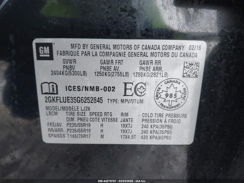 2GKFLUE35G6252845 2016 GMC TERRAIN photo no. 9