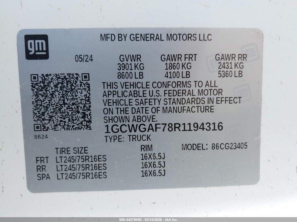 1GCWGAF78R1194316 2024 CHEVROLET EXPRESS CARGO photo no. 9