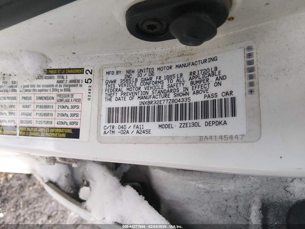 1NXBR32E77Z804335 2007 TOYOTA COROLLA photo no. 9