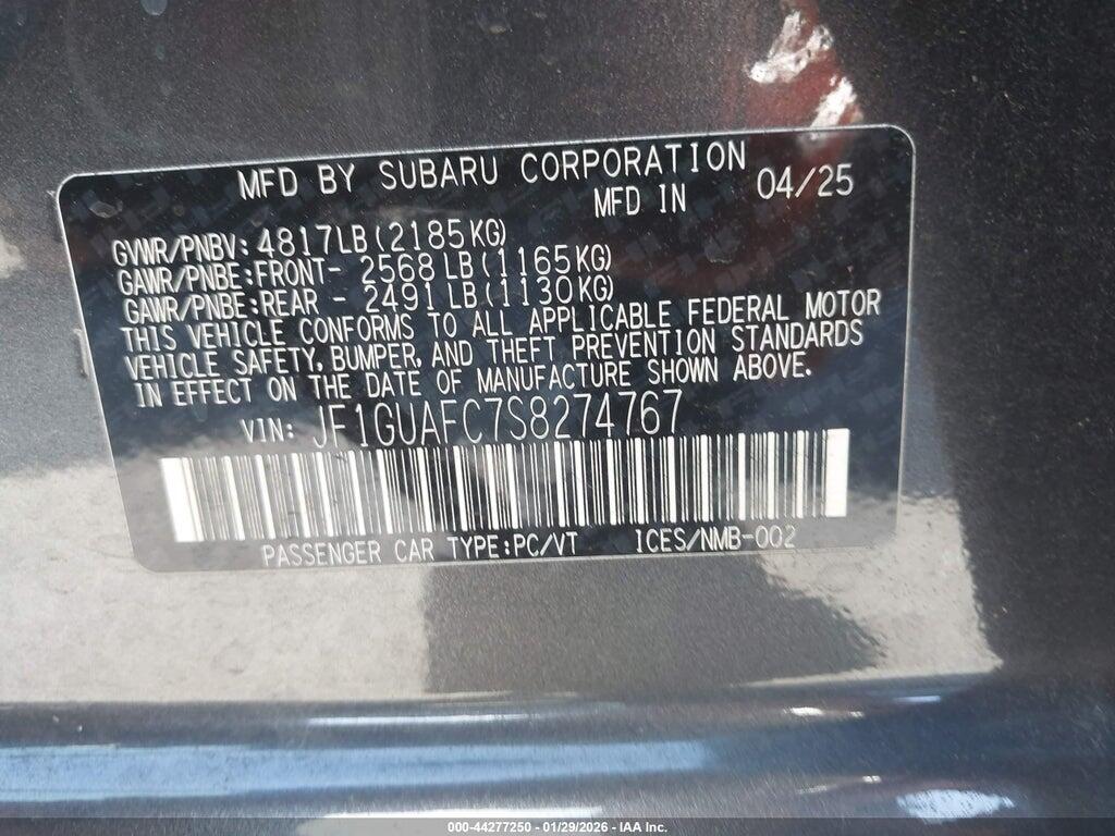 JF1GUAFC7S8274767 2025 SUBARU IMPREZA photo no. 9