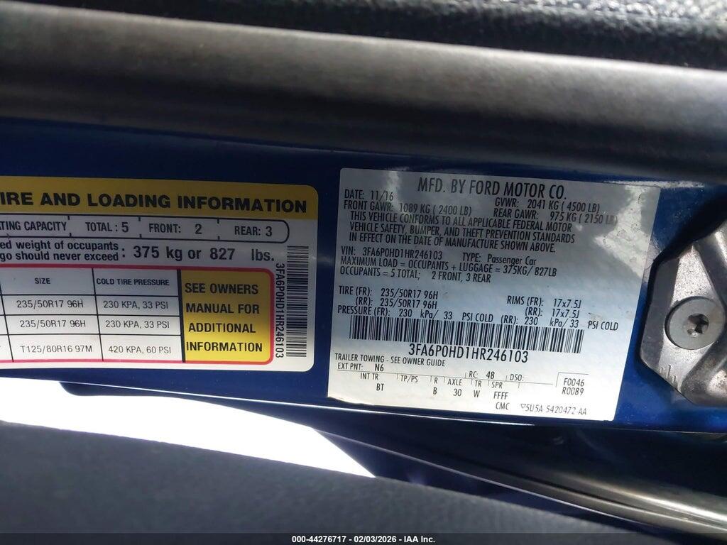 3FA6P0HD1HR246103 2017 FORD FUSION photo no. 9
