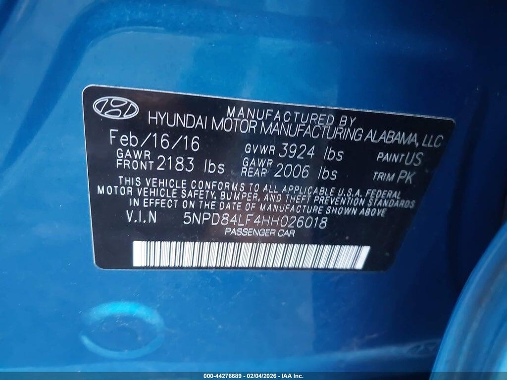 5NPD84LF4HH026018 2017 HYUNDAI ELANTRA photo no. 9