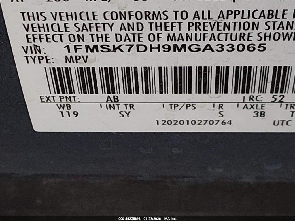 1FMSK7DH9MGA33065 2021 FORD EXPLORER photo no. 9