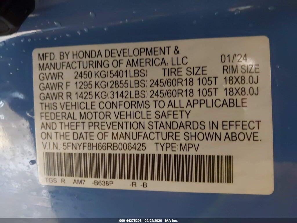 5FNYF8H66RB006425 2024 HONDA PASSPORT photo no. 9
