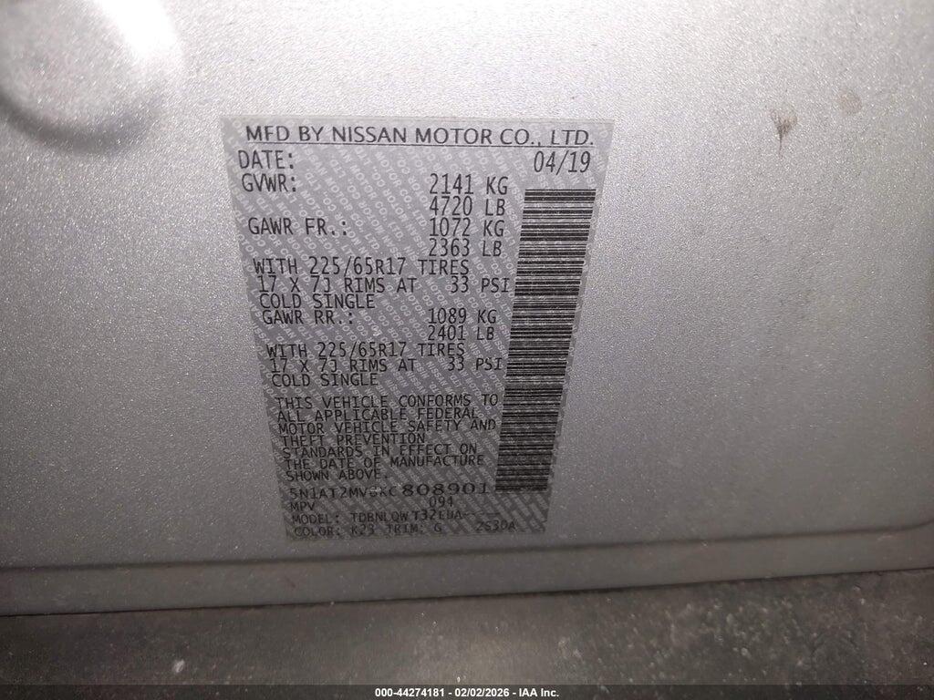 5N1AT2MV8KC808901 2019 NISSAN ROGUE photo no. 9