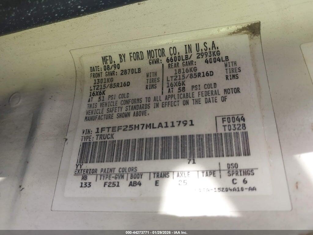 1FTEF25H7MLA11791 1991 FORD F250 photo no. 9