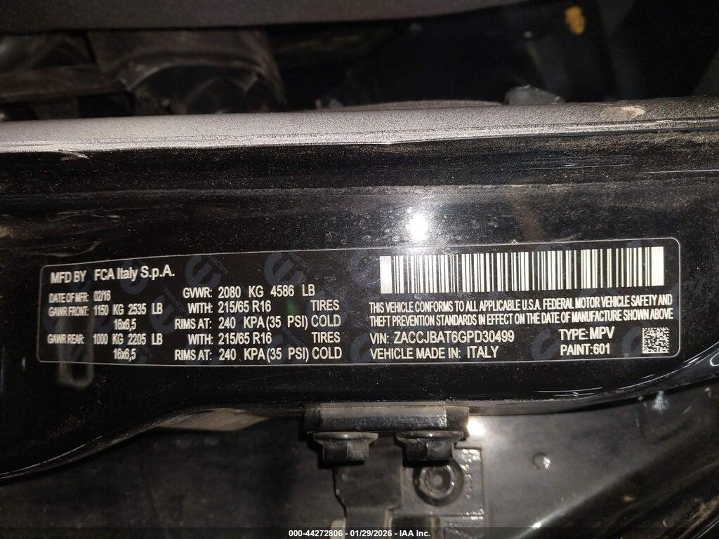 ZACCJBAT6GPD30499 2016 JEEP RENEGADE photo no. 9