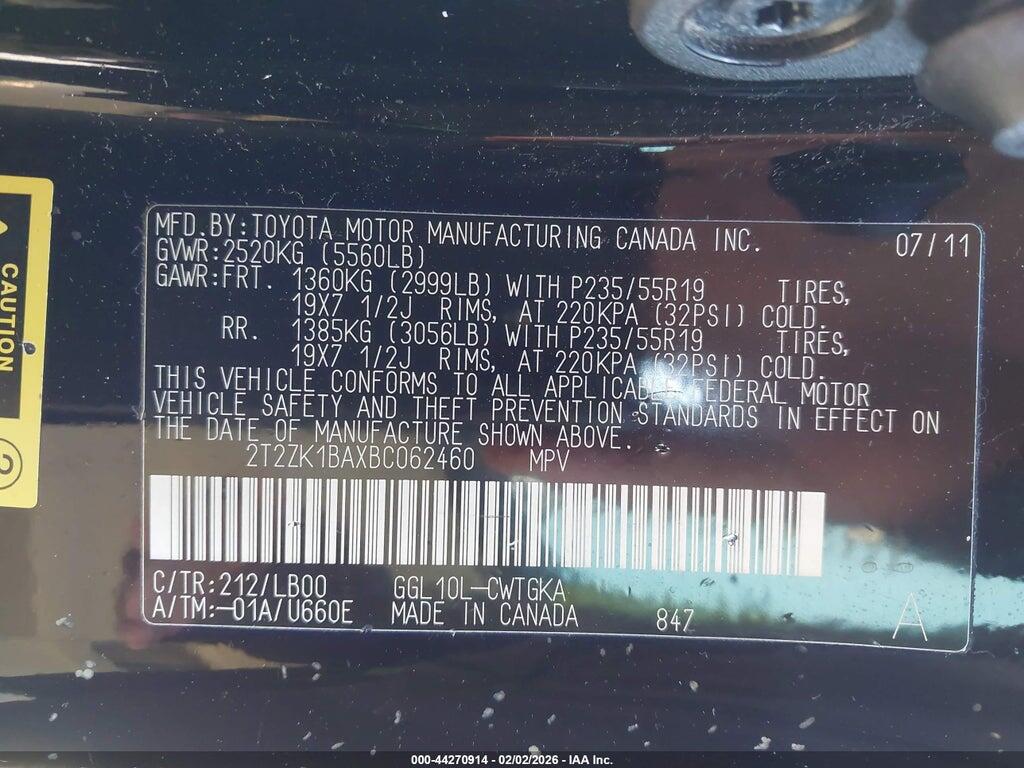 2T2ZK1BAXBC062460 2011 LEXUS RX 350 photo no. 9