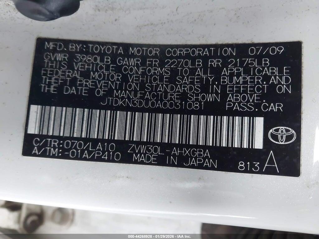 JTDKN3DU0A0031081 2010 TOYOTA PRIUS photo no. 9