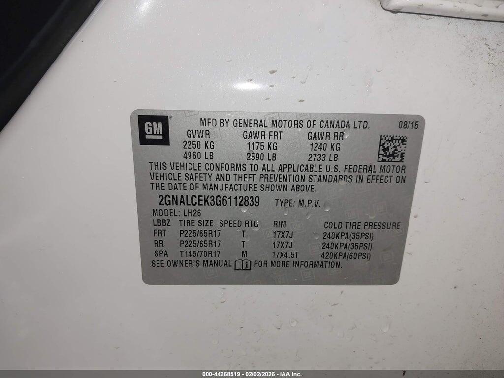 2GNALCEK3G6112839 2016 CHEVROLET EQUINOX photo no. 9