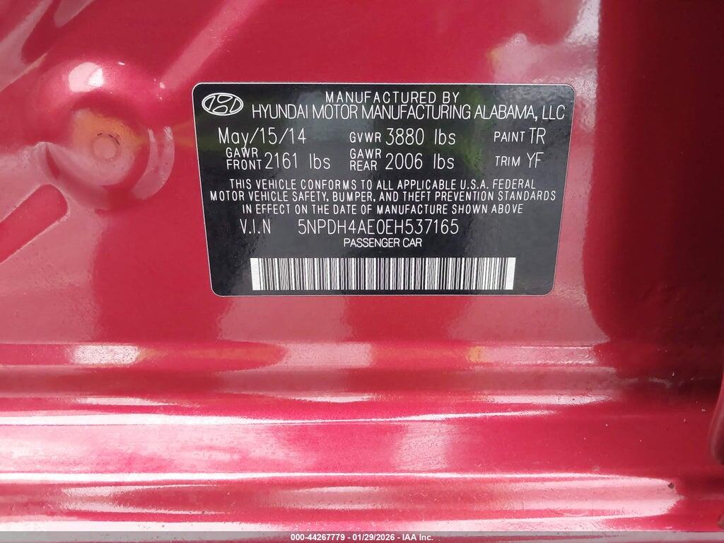 5NPDH4AE0EH537165 2014 HYUNDAI ELANTRA photo no. 9