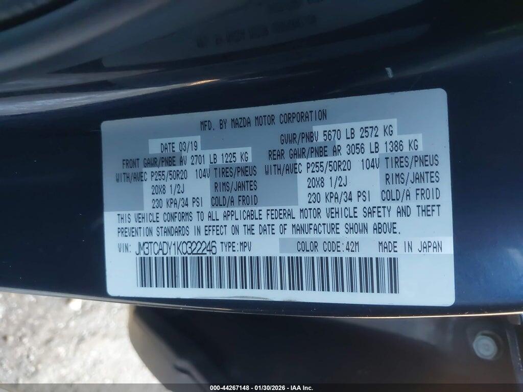 JM3TCADY1K0322246 2019 MAZDA CX-9 photo no. 9