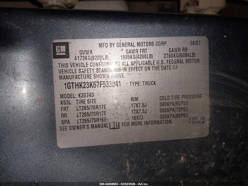 1GTHK23K67F533841 2007 GMC SIERRA 2500HD photo no. 9