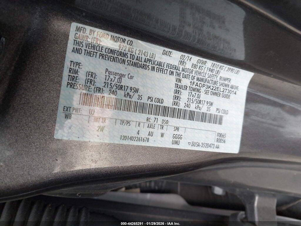 1FADP3K22EL273014 2014 FORD FOCUS photo no. 9
