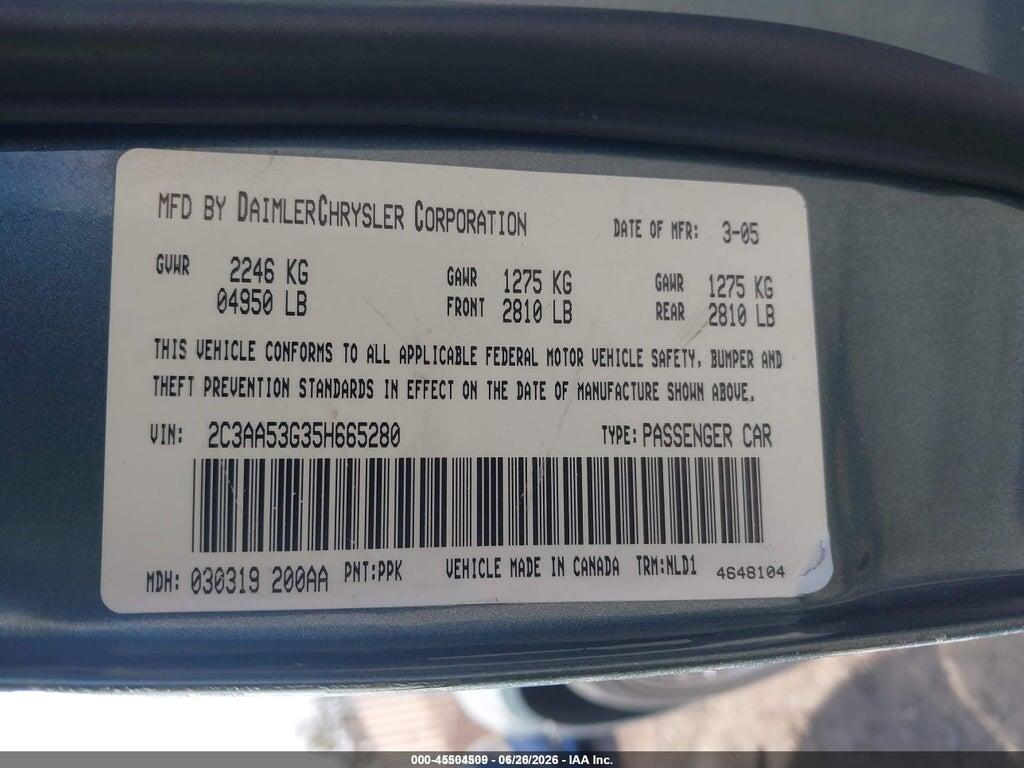 2C3AA53G35H665280 2005 CHRYSLER 300 photo no. 9