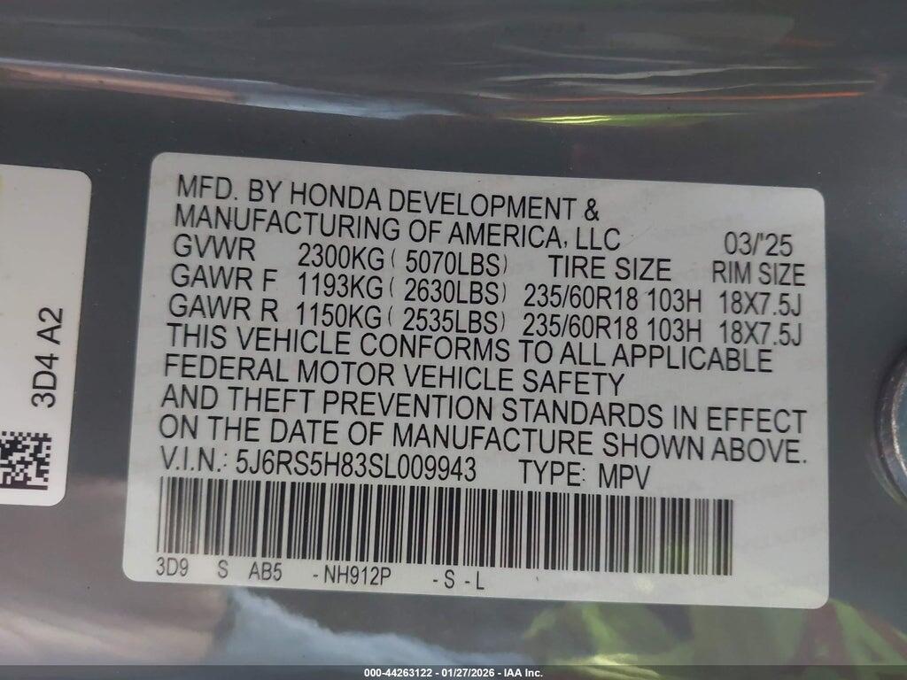 5J6RS5H83SL009943 2025 HONDA CR-V HYBRID photo no. 9