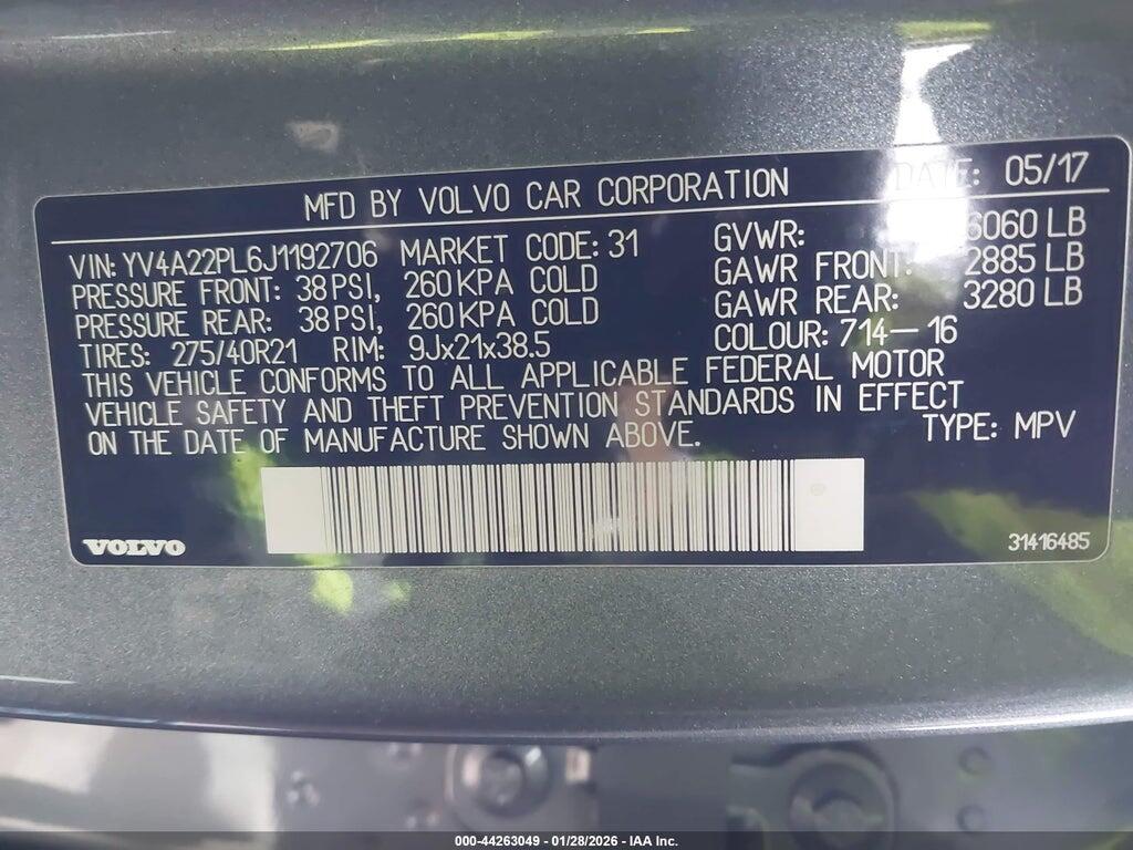 YV4A22PL6J1192706 2018 VOLVO XC90 photo no. 9