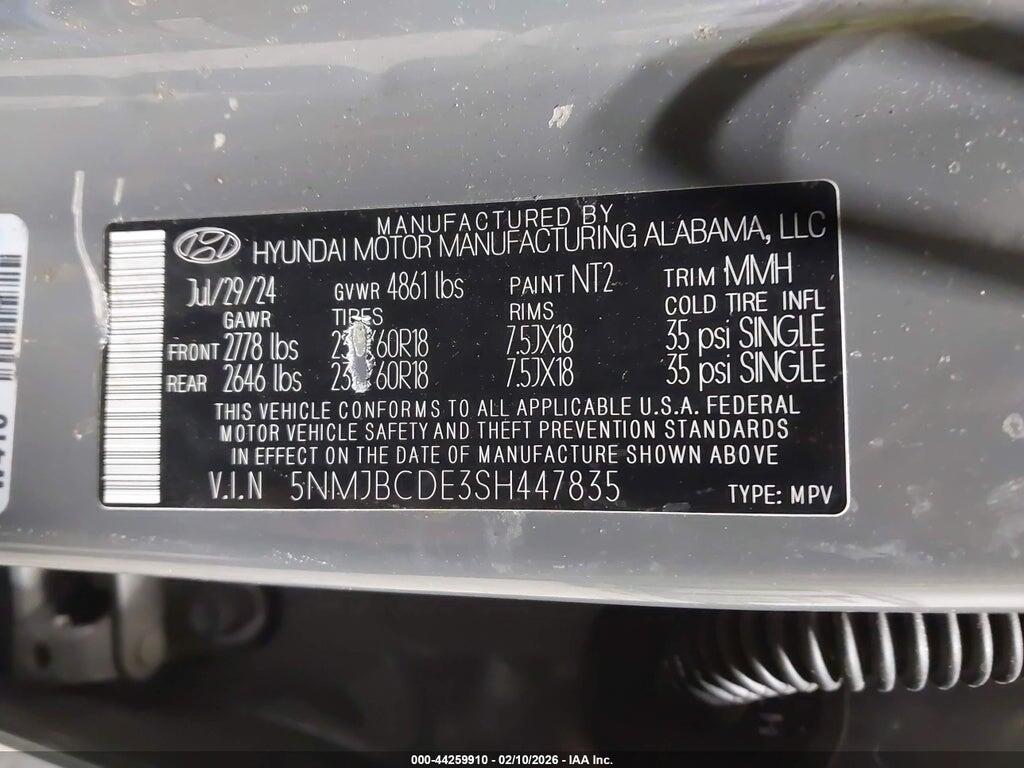 5NMJBCDE3SH447835 2025 HYUNDAI TUCSON photo no. 9