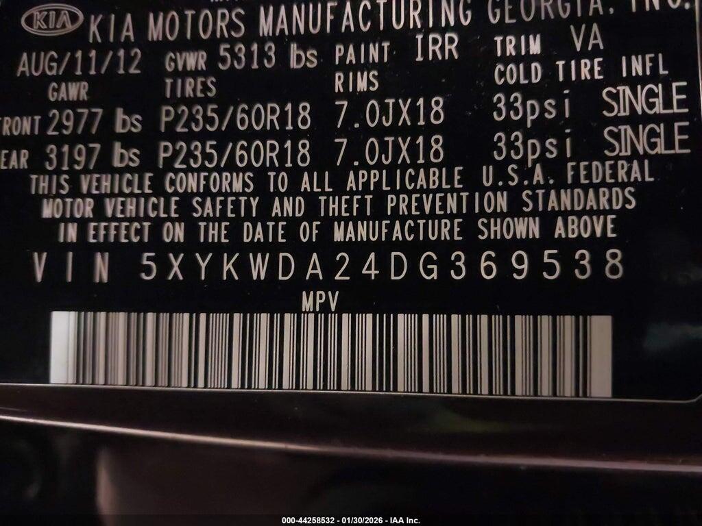 5XYKWDA24DG369538 2013 KIA SORENTO photo no. 9