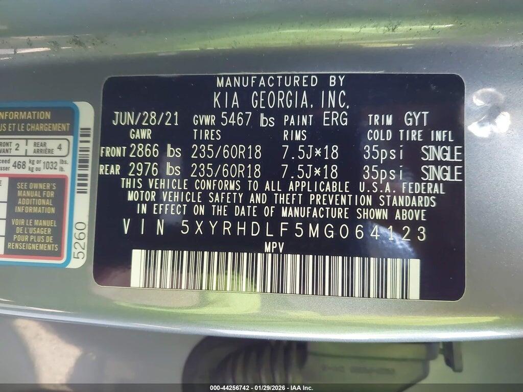 5XYRHDLF5MG064123 2021 KIA SORENTO photo no. 9