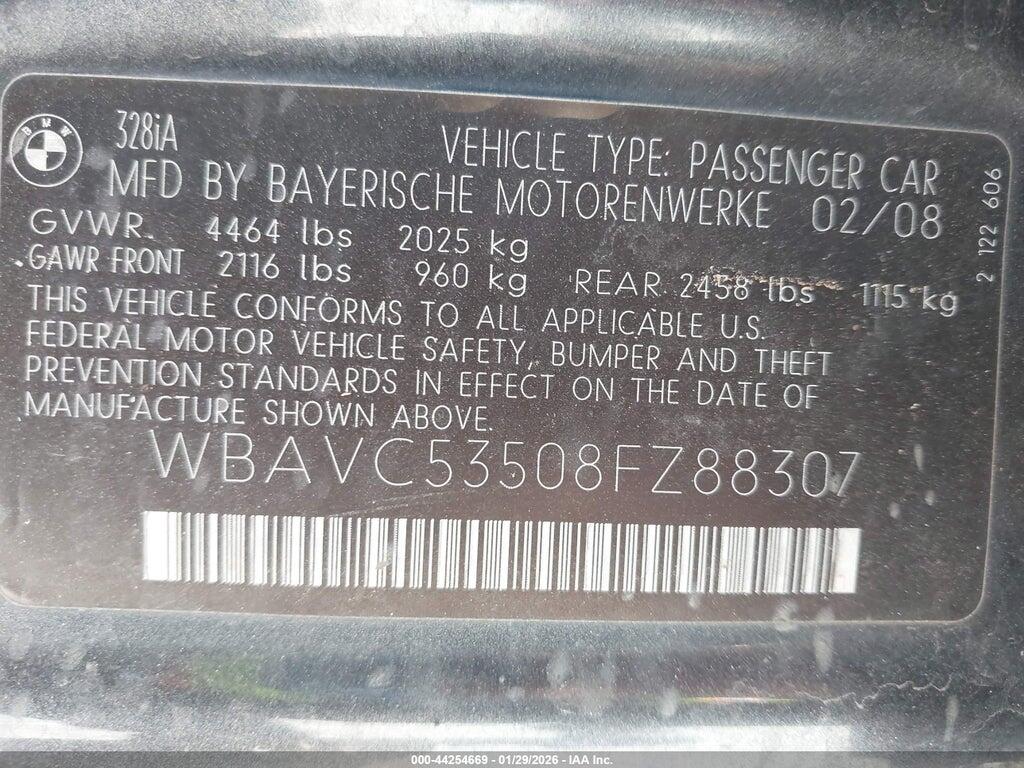WBAVC53508FZ88307 2008 BMW 328I photo no. 9