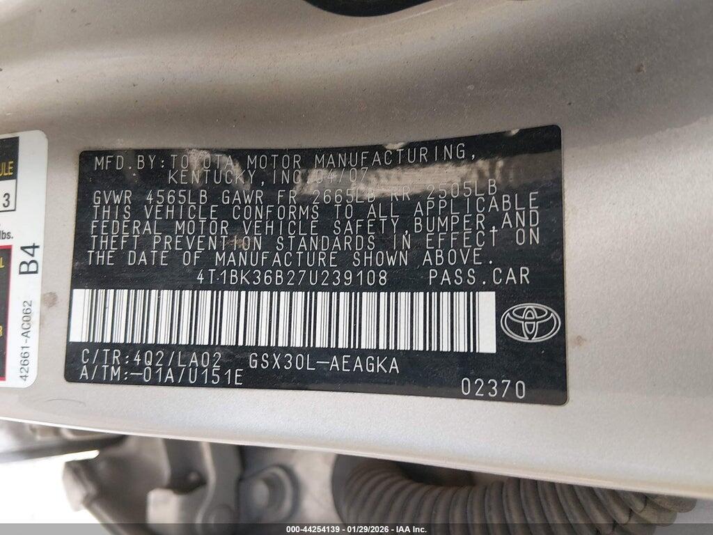 4T1BK36B27U239108 2007 TOYOTA AVALON photo no. 9