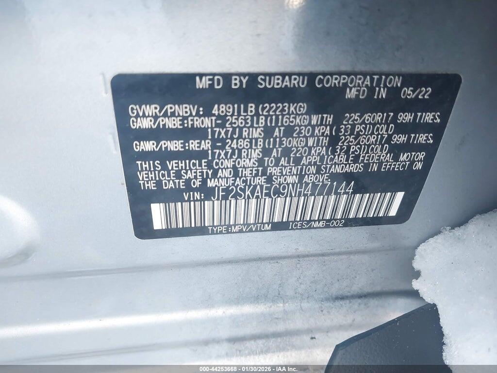 JF2SKAEC9NH477144 2022 SUBARU FORESTER photo no. 9
