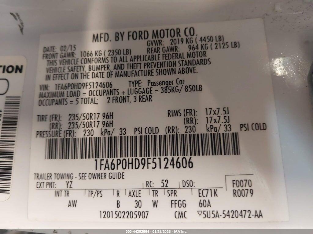 1FA6P0HD9F5124606 2015 FORD FUSION photo no. 9