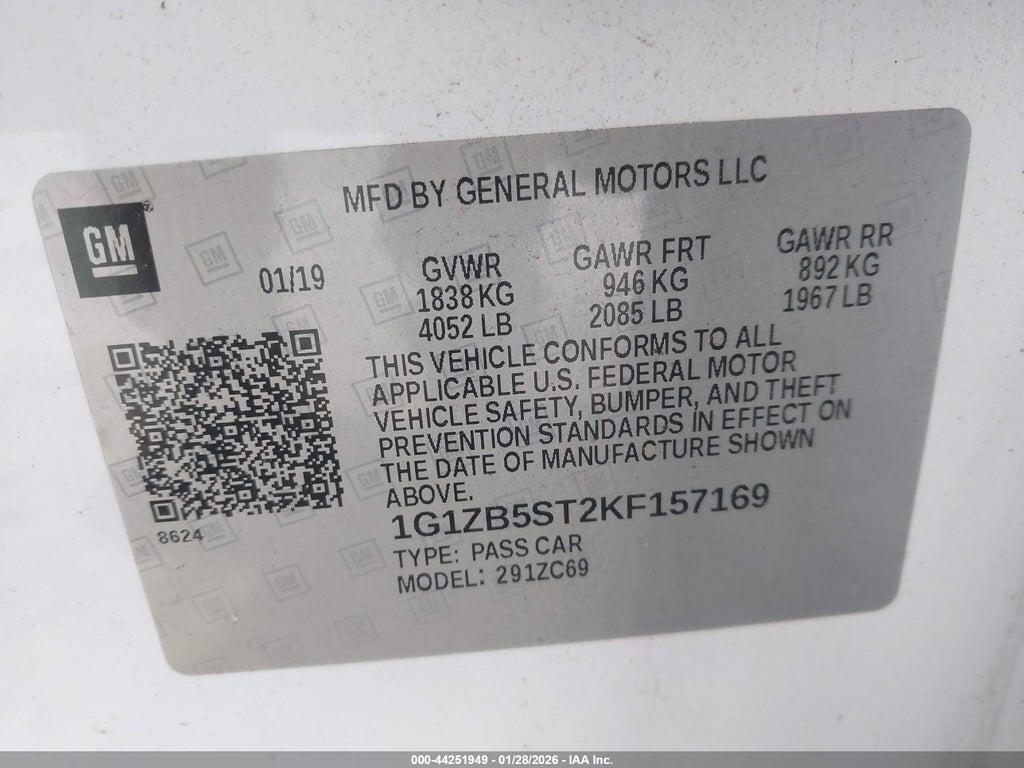 1G1ZB5ST2KF157169 2019 CHEVROLET MALIBU photo no. 9