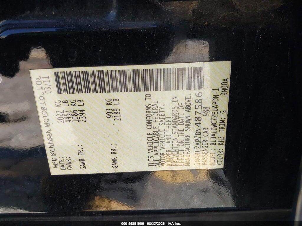 1N4BL2AP7BN487586 2011 NISSAN ALTIMA photo no. 9