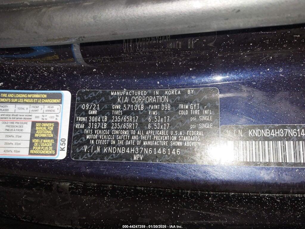 KNDNB4H37N6146146 2022 KIA CARNIVAL MPV photo no. 9