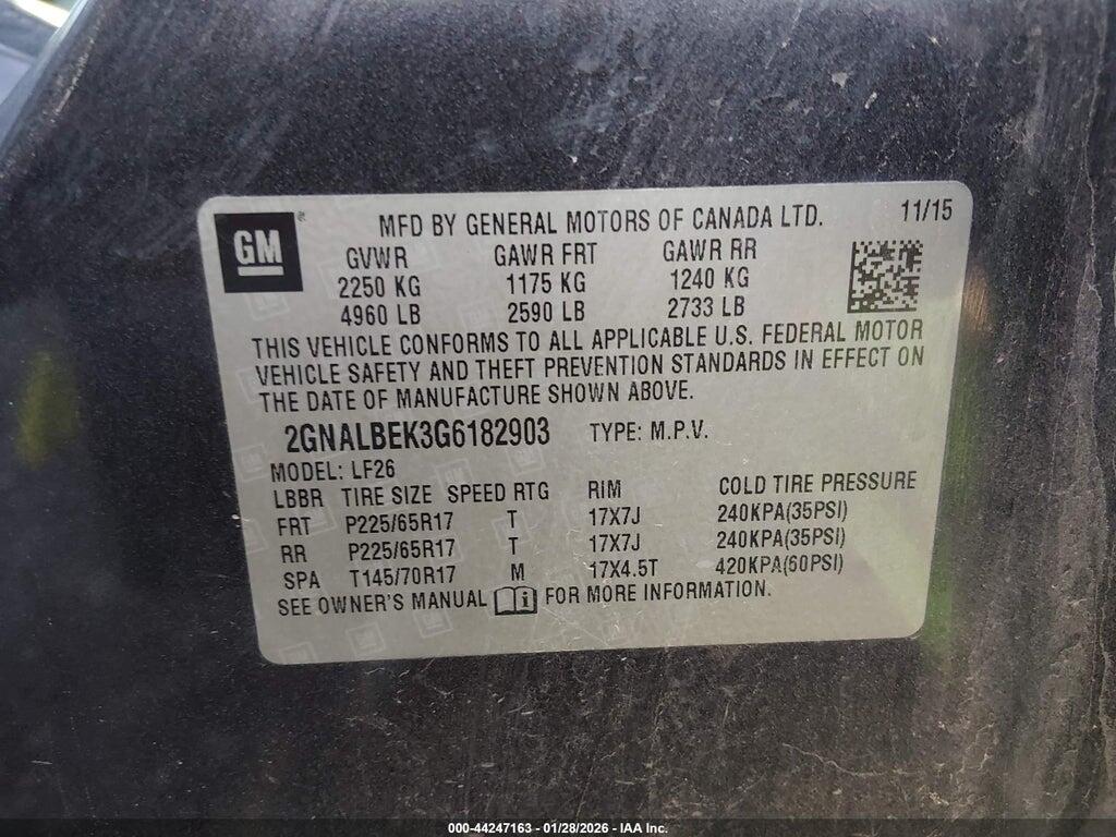 2GNALBEK3G6182903 2016 CHEVROLET EQUINOX photo no. 9