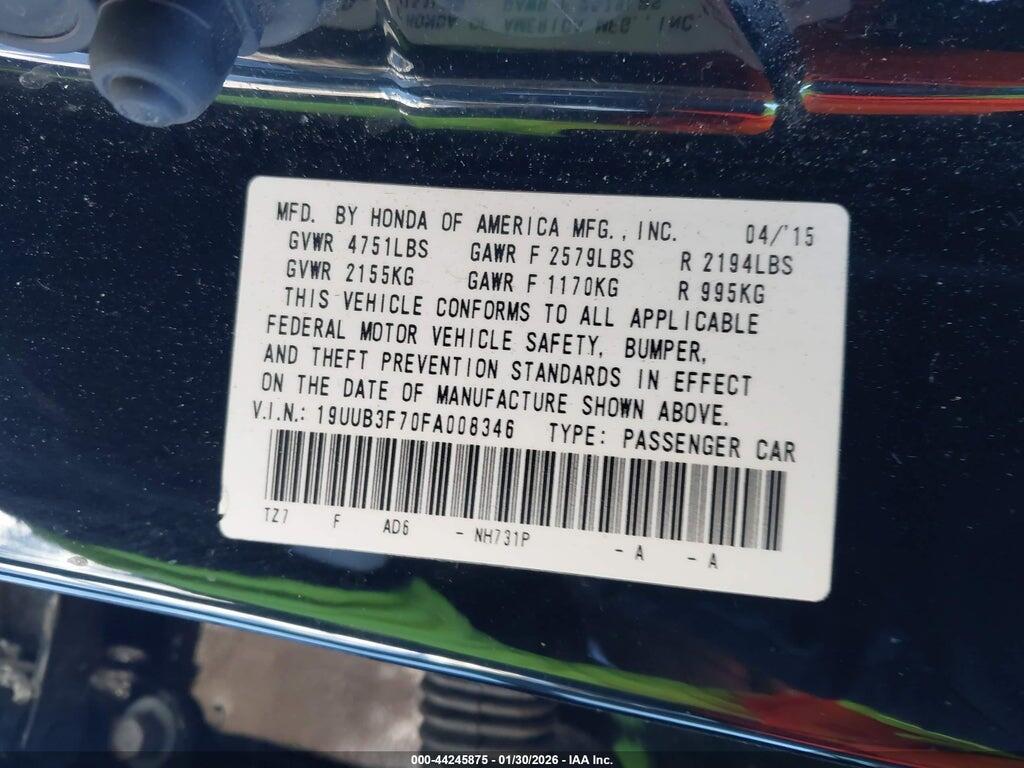 19UUB3F70FA008346 2015 ACURA TLX photo no. 9