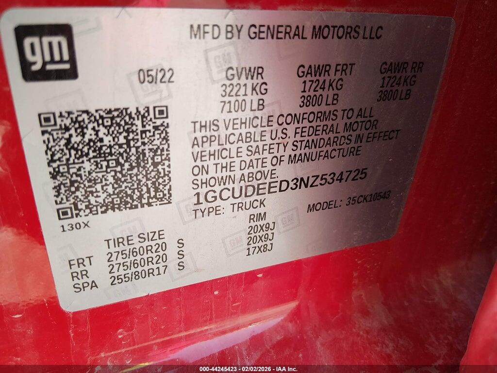 1GCUDEED3NZ534725 2022 CHEVROLET SILVERADO 1500 photo no. 9