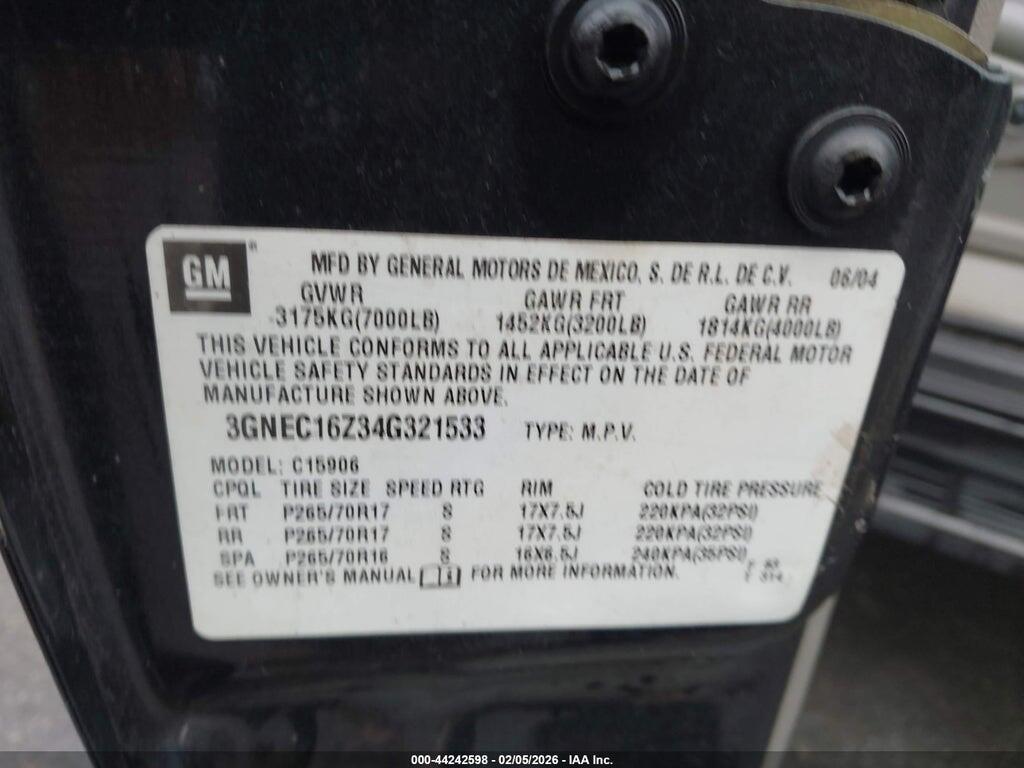 3GNEC16Z34G321533 2004 CHEVROLET SUBURBAN 1500 photo no. 9