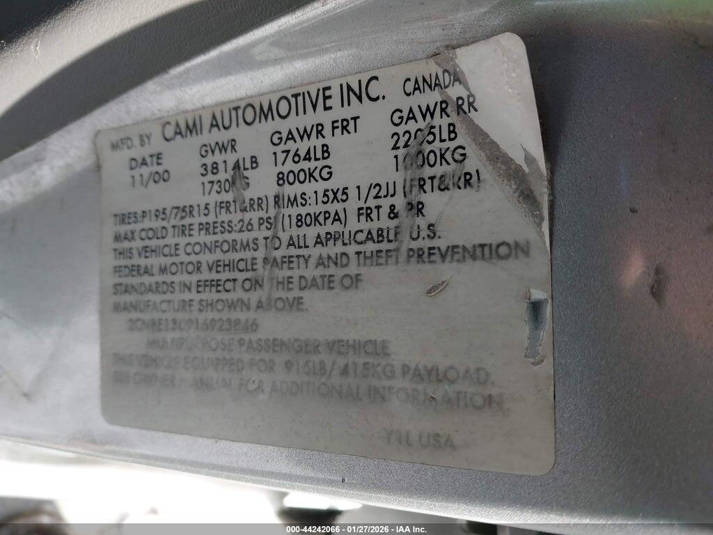 2CNBE13C916923846 2001 CHEVROLET TRACKER photo no. 9