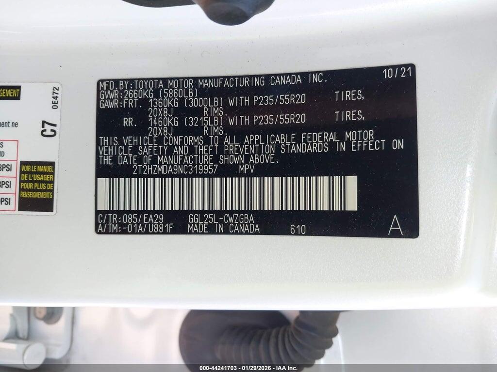 2T2HZMDA9NC319957 2022 LEXUS RX 350 photo no. 9