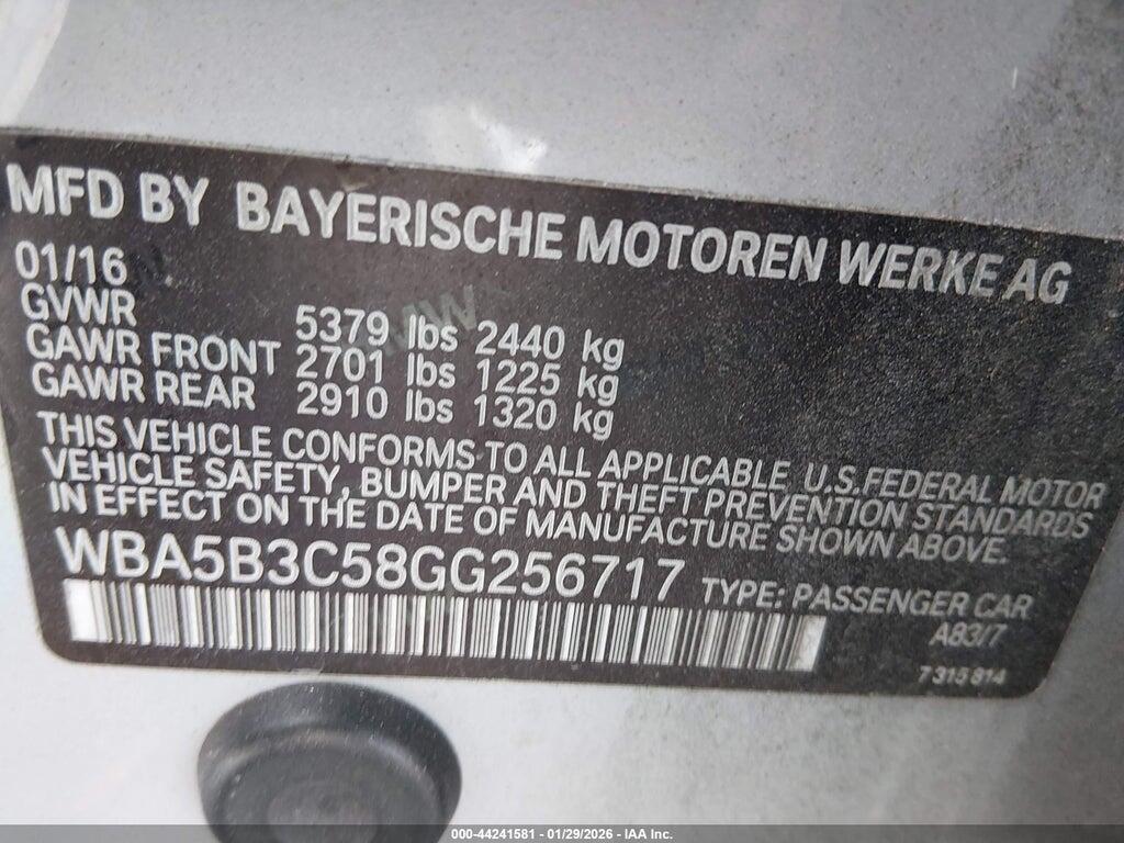 WBA5B3C58GG256717 2016 BMW 535I photo no. 9