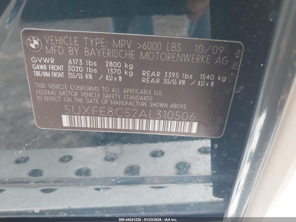 5UXFE8C52AL310506 2010 BMW X5 photo no. 9